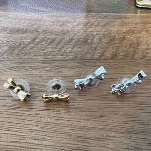 Pair of Kate Spade Bow Earrings silver and gold